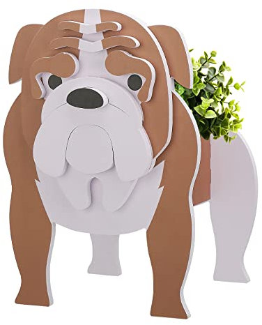 LIBOOI Hunde-Pflanzgefäß, Tierblumen-Pflanztopf für Outdoor-Pflanzen, Englische Bulldogge Geschenke für Hundeliebhaber Frauen Männer, Handgefertigte Aufbewahrungsbehälter Pflanzgefäße für