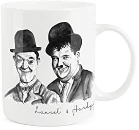 Laurel and Hardy Mug - Vintage Film Comedy Duo Stan Laurel and Oliver Hardy Hollywood Movie Gift/Present - Tea Coffee White Bone China Mug