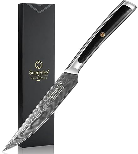 Damascus Steak Knife Non Serrated, VG10 Stainless Steel Steak Knife