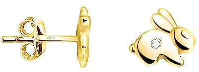 SOFIA MILANI - Damen Ohrringe 925 Silber - vergoldet/golden & mit Zirkonia Steinen - Hasen Ohrstecker - E2135