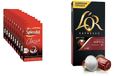 Splendid - Capsule Caffè Espresso Classico - 100 Capsule in Alluminio & L'Or Capsule Caffè Espresso Barista Intensità 13, Confezione da 100 Capsule in Alluminio