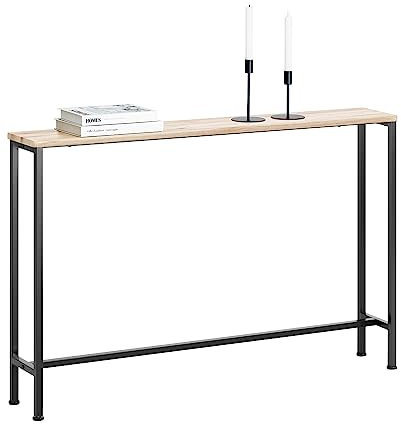 SoBuy Consola Recibidor Estrecha Mesa Consola Entrada - Diseño Delgado Que Ahorra Espacio - para Recibidores Pequeños, Pasillos Estrechos - 120x20x80cm Negro+Natural FSB19-XL-Z