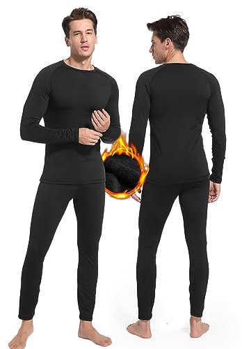 Homord Thermounterwäsche Herren, Atmungsaktiv Funktionsunterwäsche Skiunterwäsche Set Männer mit Innenfleece - Winter Lange Thermo Ski Unterwäsche Set für Joggen,Radfahren,Fußball,Skifahren,Motorrad