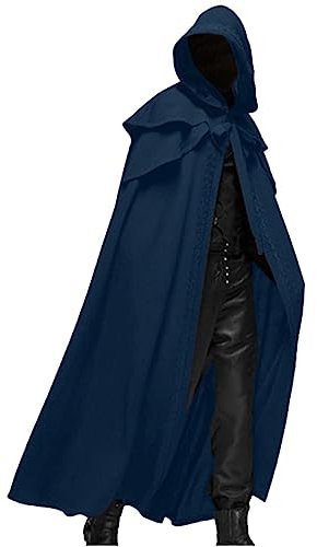 Battnot Halloween Umhang mit Kapuze Herren Damen Mittelalter Umhang Kapuzenumhang Schwarz Vampir Kostüm Cape Kostüm Vampir Umhang Jedi Mantel Darth Vader Umhang für Erwachsene Unisex