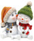 Dekohelden24 Schneekinderpaar mit Mütze und Schal in rot, grau, orange, grün, L/B/H 10,7 x 7,3 x 10,8 cm