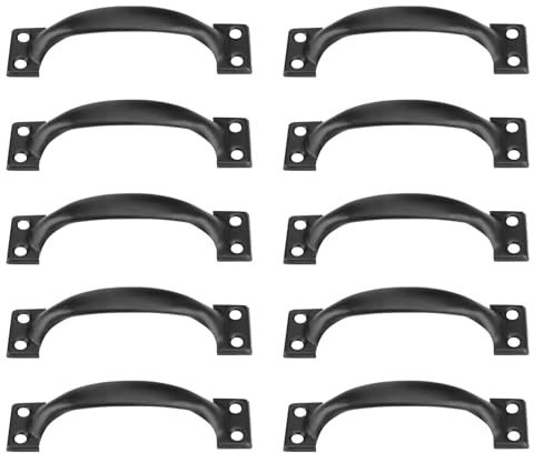 10PCS 4 Inch Gate Handles for Wooden Gates Black Cupboard Handles Shed Door Pull Handle Hardware Black