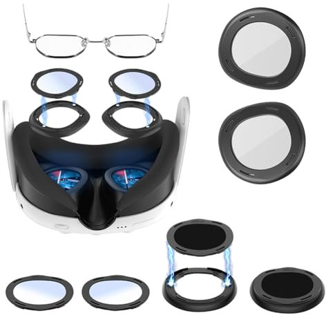 SPEPROECO Magnetic Lens Protection Frames for Quest 3 VR Headset Anti Blue Light Lens,Quest 3 VR Headset Lens Protector Accessories Anti-Scratch Ring Glasses Spacer for Quest 3