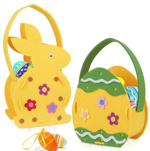 Mizijia 2 Stück Ostern Geschenktüte, Ostertüten zum befüllen, Osternest mit Hase - Osterkörbchen aus Filz zum Befüllen