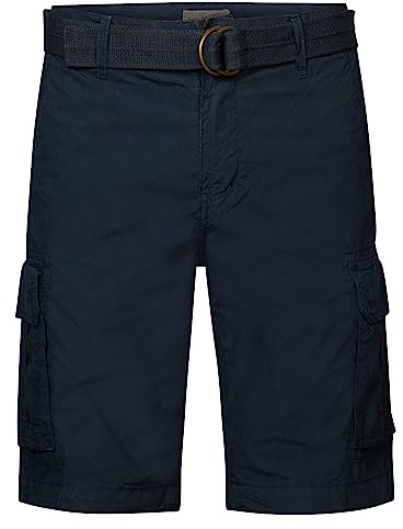 Petrol Industries Herren Cargo Shorts mit Gürtel - Herrenshorts - Kurze Hosen Baumwolle - Cargohose - Blau - XL