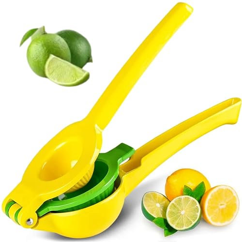BONDIBUY Exprimidor Manual Limon, Exprimidor Limones Manual, Exprimidor Manual (22 X 8 CM, Amarillo y Verde)