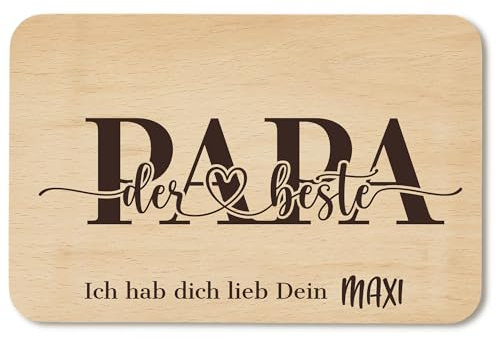 Frühstücksbrettchen personalisiert mit Wunschgravur Papa - Geschenk Vatertag - Geschenk Himmelfahrt - Brettchen Holz Bester Papa (der beste Papa)