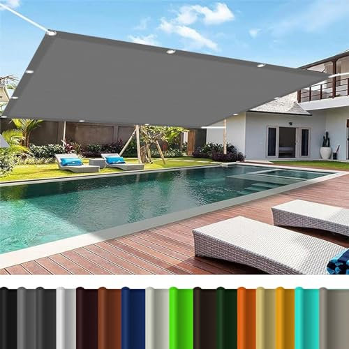 Voile D'Ombrage Imperméab Rectangulaire 3 x 5 m UV Protection Toile D'Ombrage Serre avec Oeillets avec Cordons pour Pergola Patio, Gris Clair