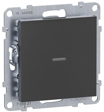 LEGRAND, SEANO with Netatmo Schalter mit Dimmeroption & N-Leiter, Montage in Hohlwanddose, HOME + CONTROL App, Smart Home, Schrauben oder Spreizkrallen, maximal 150 W, 230 V, 0,7 A, Anthrazit, 765931