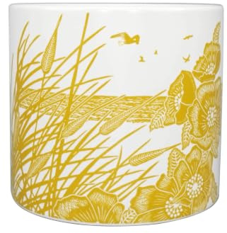 Half Moon Bay Kate Heiss in The Sand Dunes Pot de Fleurs sur Pied en céramique Jaune Moutarde/Blanc 10 x 10 cm