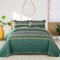 WONGS BEDDING Tagesdecke 200x220 Bettüberwurf Boho Decke Steppdecke 3 Teilig Doppelbett Gesteppt Bettdecke Mikrofaser Wohndecke mit 2 Kissenbezug 50x75 für Schlafzimmer als Sofaüberwurf (Grün)