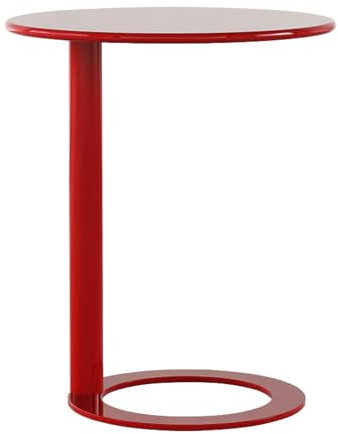 GSKDBCC C-förmiger Beistelltisch, moderner Couchtisch aus Metall, runder Kleiner Beistelltisch, Couchtisch für kleine Räume im Wohnzimmer, Schlafzimmer, rot Chaser of Light