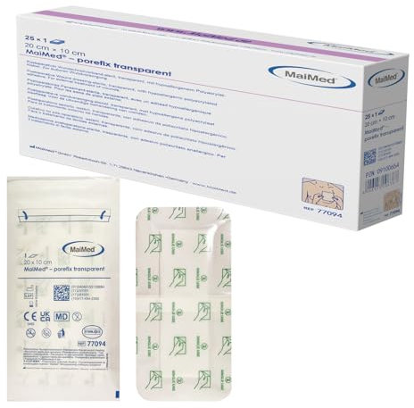 HansaGT Medical Maimed wasserfest Pflaster 20 x 10 cm Wundpflaster steril transparent - wasserdichtes Pflaster nach OP Duschpflaster - selbstklebender Verband einzeln verpackt 25 Stück