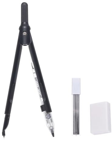 M&G Geometrie-Zirkel, Metall-Zirkel mit zusätzlichen Minen und Radiergummi Geometrie Mathematik Zeichnen Messwerkzeuge für Klassenzimmer Bürobedarf, Schwarz