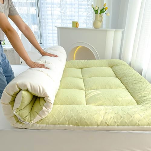 Japanische Futon-Matratze Bodenmatratze Schlafmatratze Tragbare Roll-Up-Camping-Matratze Bodenmatratze Futon-Camping-Matratze für Gästematratze,Grün,120x200cm