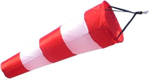 Eivdru Windsack für den Garten, 150 cm Länge, wasserdicht, Windschutz, rot und weiß, Windsack zur Messung des Winds am Flughafen, Warnflagge aus Oxford-Gewebe