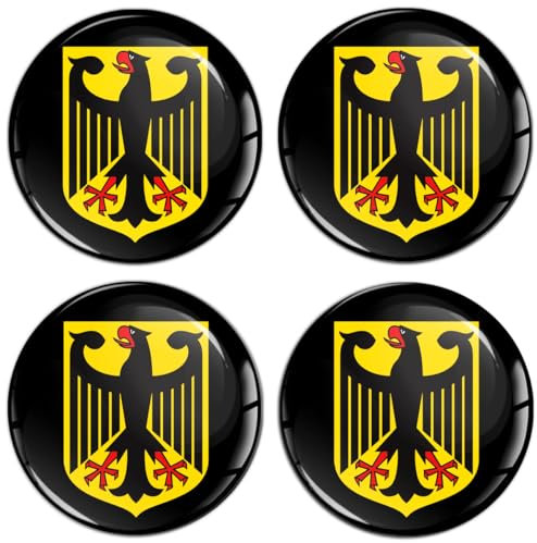 SkinoEu Set 4 x 70 mm Aufkleber für Radkappen Nabenkappen Nabendeckel Radnabendeckel Rad-Aufkleber Schwarz Gelb A 8470