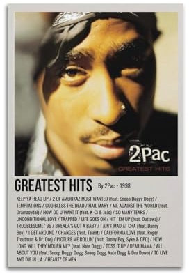 Generic 2Pac Poster auf Leinwand, Motiv: Greatest Hits, 30 x 45 cm, ungerahmt, für Wohnzimmer, Schlafzimmer