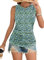 WNEEDU Canotta da Donna Elegante Estive Top Sexy Slim Fit Tank Tops Senza Maniche con Collo Rotondo Camicia Shirts per la Spiaggia Fiore Blu Verde L