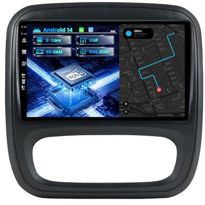 MISONDA 9inch IPS Built in DAB+ Android 14 Car Stereo For Vauxhall Vivaro B 2014-2019 - Wireless CarPlay/Android Auto - 2 Din - DAB Steering Wheel 4G BT RDS WiFi Camera -4G+64G