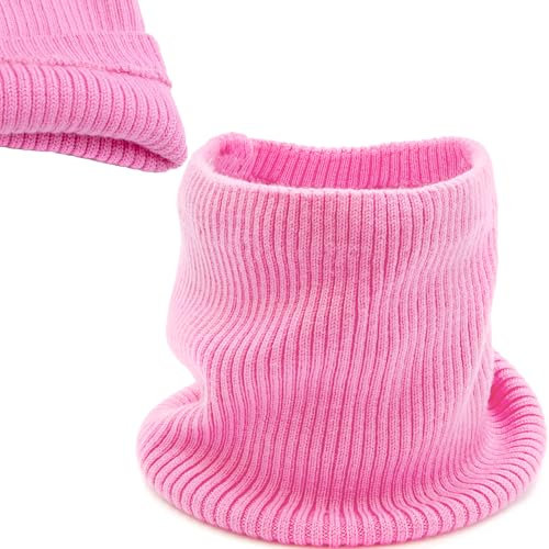 molti Damen Winter Schlauchschal, Loop Schal, Merinowolle, Stirnband oder Nackewärmer, Warm Winter für Damen Schal Halswäremer (Rosa)