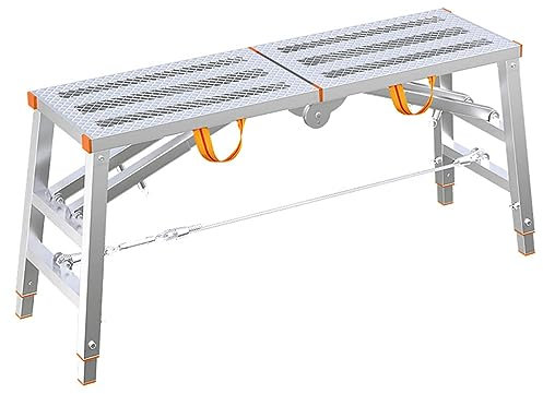Verstellbare Arbeitsbühne, zusammenklappbar, Stahl, Mehrzweck-Arbeitsbühne, tragbar, Stahlgerüst, Turm, Hocker, Bank, B 180 x 40 cm, 140 x 30 cm