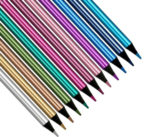Yphzmtz 12 Farben Metallic-Buntstifte, Buntstifte für Erwachsene, Ostergeschenk für Kinder, Geburtstagsgeschenk, für Ausmalen, Zeichnen und Grußkarten