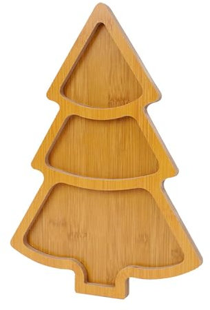Set of 2 Christmas Tree Shape Wooden Serving Platters Portable Tray for Snacks Cheese and Appetizers in Boxes