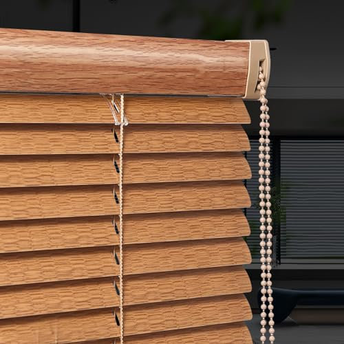 Tende a rullo e tende veneziane personalizzabili in alluminio finto legno, controllo della privacy, oscuranti, per finestre (110 cm x 220 cm)