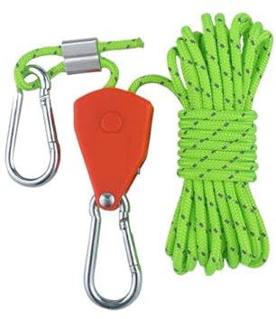 Einstellbarer Flaschenzug mit Ratschen, Seilaufhänger, Schnellverriegelung, verstärkte Metallgetriebe mit Metallhaken für Sonnensegel(Light Green,4mm 4meter)
