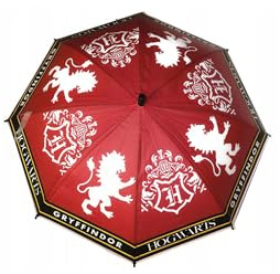 Harry Potter Regenschirm Gryffindor Automatik Stockschirm rot 82 cm Ø stabiler Schirm mit Kunststoffgriff Metallgestell Kinder Polyethylen