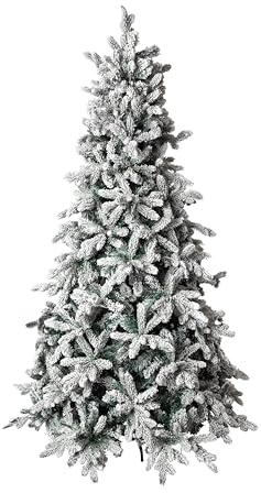 Moranduzzo - Albero di Natale Artificiale Luxury “Cristallo Innevato” - 180 cm Ø 127 cm, Real Touch PE/PVC, Apertura ad Ombrello, 846 Rami Folti e Densi, Effetto Neve Naturale