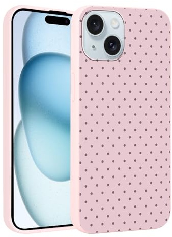 Foonary Polka Dot Phone Case for iPhone 15 Cute Fashion Pattern Case 6.1, Aesthetic Trendy Stylish Design Women Girly Cover Camera Protective Slim Silicone Shockproof TPU Funda, Pink