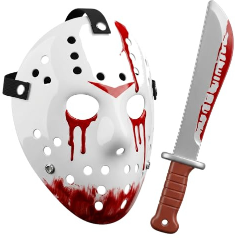 Boolavard Cosplay Machete Costume Halloween Horror Movie Hockey Mask for Adult Scary Halloween Party