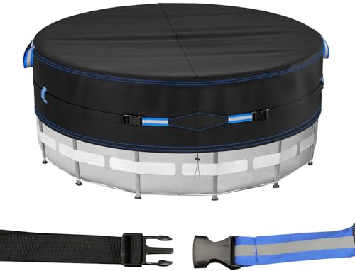 Poolabdeckung Rund 365 cm, Pool Abdeckung Rund, 420D Oxford Reißfest Schwimmbadabdeckung mit Kordelzug, UV-beständige Poolabdeckungen Abdeckplane, Poolabdeckung Poolplane Wasserdicht Staubdicht