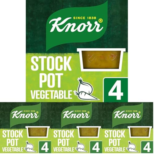 Knorr Vegetable Stock Pot gluten-free to add a rich flavour to vegetable-based and vegetarian meals 4x 28 g (Pack of 4)