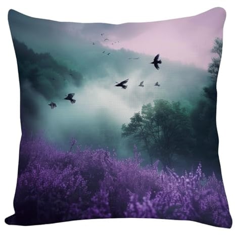 Kissenbezug 45x45 Lila Blume Moderne Leinen Dekoration Kissenbezüge Abnehmbar Pflegeleicht,Mit unsichtbarem Reißverschluss,für Wohnzimmer Schlafzimmer Garten Dekorative