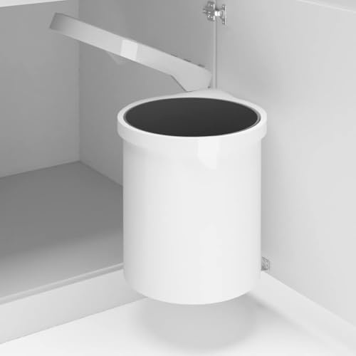 Pattumiera da cucina da incasso, in plastica, 12 l, bianco, 27 x 31 cm, con secchio interno estraibile e montaggio a porta dell'armadio, per casa, ufficio, giardino, smaltimento dei rifiuti