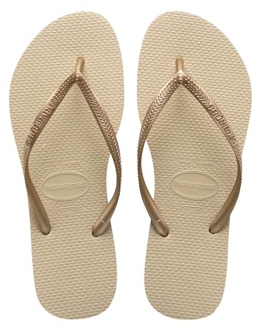 Havaianas Slim Damen Flip Flops Sandgrau/Hellgold 41/42 EU
