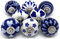 Set of 8 Navy Blue and White Ceramic Door Knobs by These Please S8-6