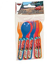 Set 6 couverts pique-nique voitures Neon Racers coupe (12/48)