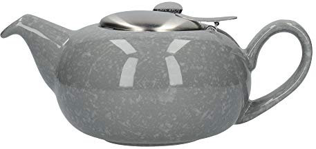 London Pottery Pebble Small Teapot with Infuser for Loose Tea, Stoneware, Gloss Flecked Grey, 2 Cup (500 ml)