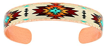 Handgefertigtes Kupfer-Manschetten-Armband für Unisex, Southwest Sonne Burst Design - Indianerarmbänder dünne Manschette verstellbar