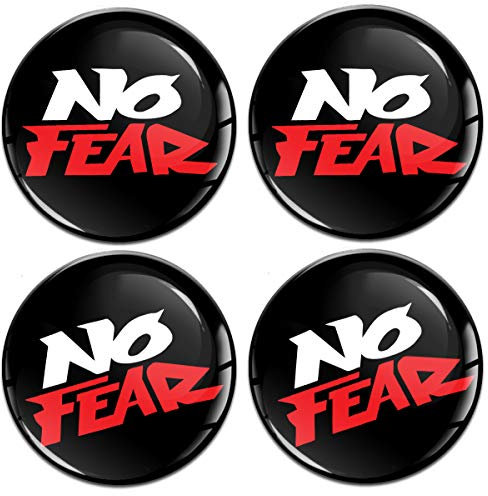 Biomar Labs® 4 x 70mm Aufkleber 3D Silikon No Fear Keine Angst Schwarz Für Radkappen Nabenkappen Radnabendeckel Rad-Aufkleber Nabendeckel A 10070