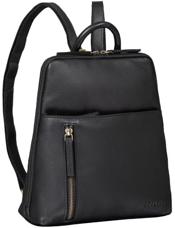 STILORD 'Holly' Rucksack Frauen Klein Leder Rucksackhandtasche Damen Lederrucksack für iPad und DIN A5 Vintage Handtasche City Ausgehen Shopping Daypack Echtleder, Farbe:schwarz