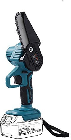Mini Motosega a Batteria, KATSU FIT-BAT 21V 4 Pollici Portatile Sega Elettrica a Catena da Taglio Potatura a Batteria per Rami di Alberi, Taglio del Legno, senza Batteria